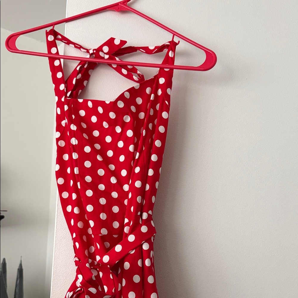 Chic Red Polka Dot Midi Dress